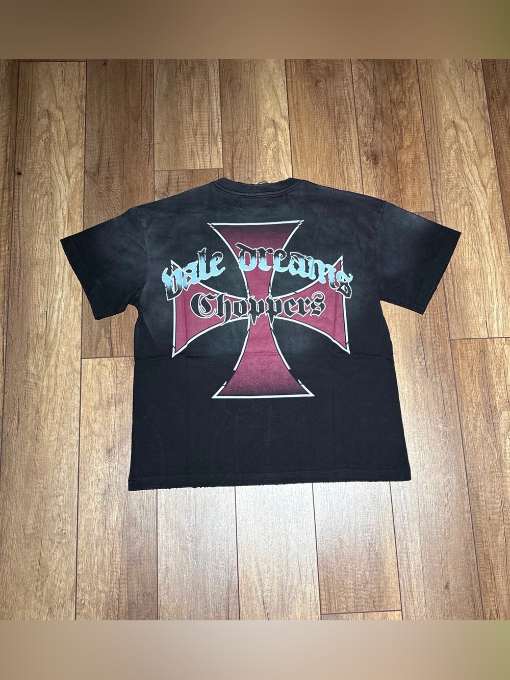 Vale Dreams Choppers Black Spotted Tee Shirt Short Sleeve Mens Medium NWT